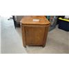 Image 1 : Wood End Table Nightstand with Starburst Veneer Top and Single Cabinet Door, 21 × 26 × 20”