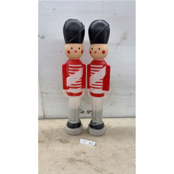 Two Blow Mold Toy Soldier Nutcracker Figures, 31” Tall