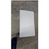 Image 3 : White Upholstered Bench with Chrome Frame and Wire Shelf 14”×19”×24”