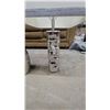 Image 2 : Silver-Toned Table Lamp with Square Shade and Textured Silver-Toned Vase