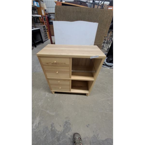 Light Wood Cabinet with Three Drawers and Two Shelves 36”×31”×16”