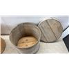 Image 4 : Pair of Vintage Round Wooden Cheese Boxes with Slat Lids