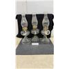 Image 1 : Set of Three Vintage Clear Glass Kerosene Oil Lamps with Ribbed Bases and Chimneys, Tallest 18 1/2”
