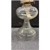Image 2 : Set of Three Vintage Clear Glass Kerosene Oil Lamps with Ribbed Bases and Chimneys, Tallest 18 1/2”