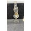 Image 3 : Set of Three Vintage Clear Glass Kerosene Oil Lamps with Ribbed Bases and Chimneys, Tallest 18 1/2”