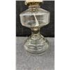 Image 4 : Set of Three Vintage Clear Glass Kerosene Oil Lamps with Ribbed Bases and Chimneys, Tallest 18 1/2”