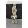 Image 5 : Set of Three Vintage Clear Glass Kerosene Oil Lamps with Ribbed Bases and Chimneys, Tallest 18 1/2”