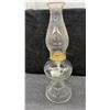 Image 7 : Set of Three Vintage Clear Glass Kerosene Oil Lamps with Ribbed Bases and Chimneys, Tallest 18 1/2”