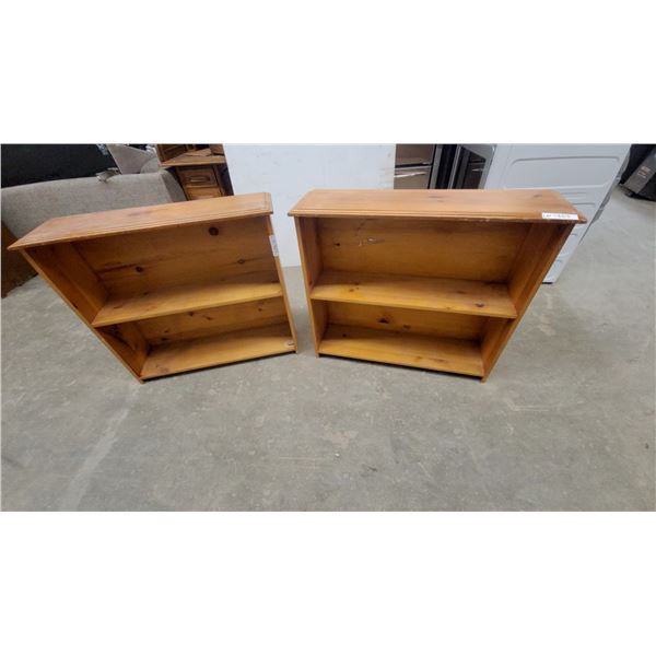 Pair of Pine Wood 2-Shelf Bookcases 32”×36”×10”