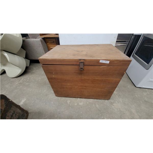 Wooden Storage Chest with Latch, Handles, and Chain Lid Support; 28”×36”×24”