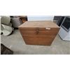 Image 1 : Wooden Storage Chest with Latch, Handles, and Chain Lid Support; 28”×36”×24”