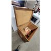 Image 5 : Wooden Storage Chest with Latch, Handles, and Chain Lid Support; 28”×36”×24”