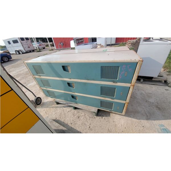 Two Vintage Metal Lockers, 3-Door Sections Each, 72”×21”×36”