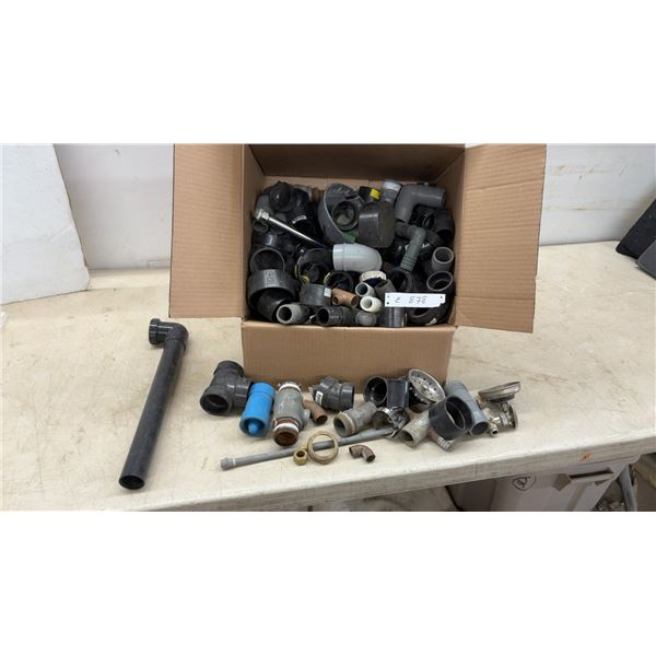 Assorted Plumbing Fittings Including PVC, ABS, Copper, Brass, Couplings, Valves, Sink Strainers