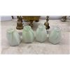 Image 12 : Three Vintage Brass Multi-Arm Chandeliers with Glass Shades, 4-Light, 3-Light, and 5-Light
