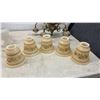 Image 4 : Three Vintage Brass Multi-Arm Chandeliers with Glass Shades, 4-Light, 3-Light, and 5-Light