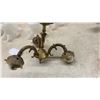 Image 6 : Three Vintage Brass Multi-Arm Chandeliers with Glass Shades, 4-Light, 3-Light, and 5-Light