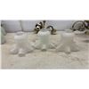 Image 7 : Three Vintage Brass Multi-Arm Chandeliers with Glass Shades, 4-Light, 3-Light, and 5-Light