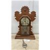 Image 1 : Waltham Clock Company Victorian Gingerbread Mantel Clock With Etched Glass Door, No Key