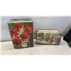 Image 2 : Vintage Decorative Tins Including Carr's Biscuit and Brooke Bond Tea with Floral and Scenic Motifs
