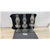 Image 1 : 3 Antique Glass Kerosene Oil Lamps With Ribbed Pedestal Bases and Glass Chimneys, Tallest 19 1/2”