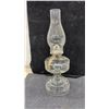 Image 7 : 3 Antique Glass Kerosene Oil Lamps With Ribbed Pedestal Bases and Glass Chimneys, Tallest 19 1/2”