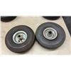 Image 2 : Assortment of 10” x 4.10/3.50-4 Utility Tires, Wheels, and Hubs for Hand Trucks and Carts