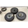 Image 7 : Assortment of 10” x 4.10/3.50-4 Utility Tires, Wheels, and Hubs for Hand Trucks and Carts