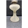 Image 2 : Three Vintage Glass Kerosene Oil Lamps, Clear Finger Lamp, Clear Pedestal, and Frosted Pedestal