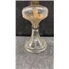 Image 4 : Three Vintage Glass Kerosene Oil Lamps, Clear Finger Lamp, Clear Pedestal, and Frosted Pedestal