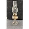 Image 5 : Three Vintage Glass Kerosene Oil Lamps, Clear Finger Lamp, Clear Pedestal, and Frosted Pedestal