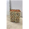 Image 4 : Vintage Kitchen Canisters, Enamel Bowls, Mixing Bowls, Grater, Perogy Press