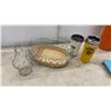 Image 6 : Vintage Kitchen Canisters, Enamel Bowls, Mixing Bowls, Grater, Perogy Press