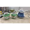 Image 4 : Vintage Pyrex Spring Blossom Bowl, Ridgway Shakespeare's Country Teapot, Corelle and Pyrex Mugs