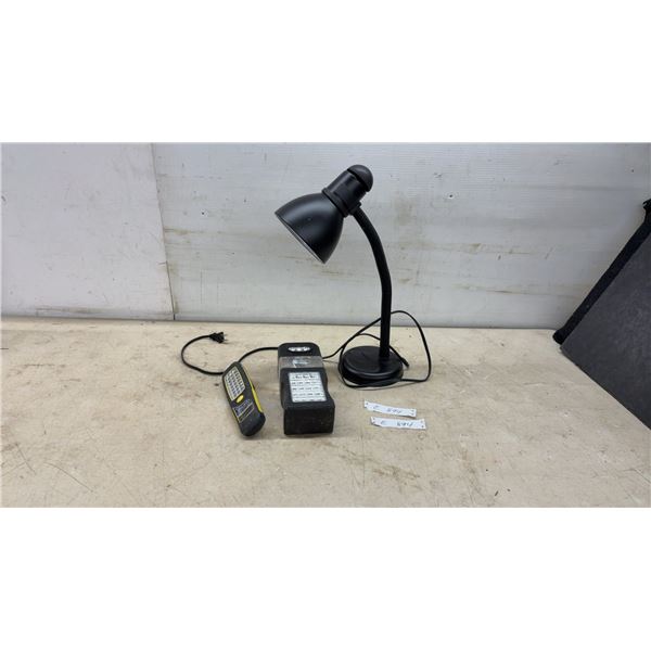 Black Gooseneck Desk Lamp, LED Work Light, and Bear River BR-8822 Solar LED Light