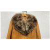 Image 2 : Vintage 1970s Murena Tan Leather Mid-Length Coat with Fur Collar and Belt, Made in Canada Sz M-L