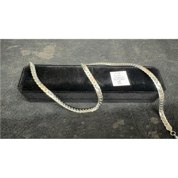 Platinum Plated 8mm Serpentine Necklace, 24” Long