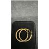 Image 5 : 14K Gold plated 33.0mm Princess Cut Simulated Diamond Hoop Earrings