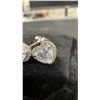 Image 3 : 0.5ct Each Heart Cut Moissanite Halo Stud Earrings, 925 Sterling Silver, White Gold Overlay
