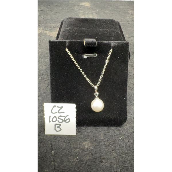Platinum Plated 10.0mm Synthetic Pearl Necklace, 16” - 18” Long
