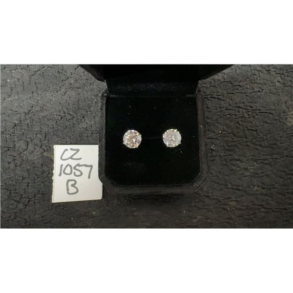 Platinum Plated 2.0 Carat Each Simulated Diamond Stud Earrings