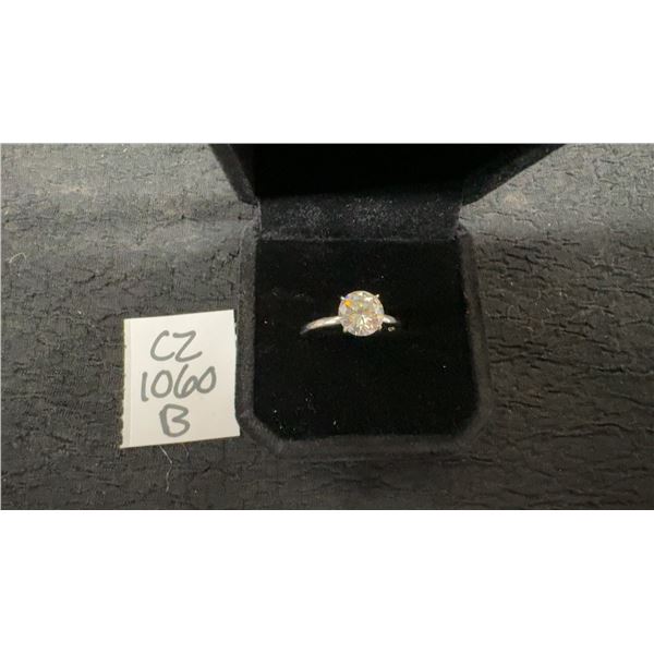 925S 2.0ct Simulated Diamond Solitaire Ring, Size 7, Sterling Silver with White Gold Overlay
