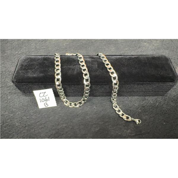 Platinum Plated 8.0mm Cuban Link Necklace, 22” Long