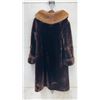 Image 5 : Vintage Hurtig Furriers Ltd. Dark Brown Mouton Fur Coat with Fur Style Collar, Sz M-L