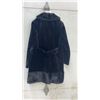 Image 5 : Vintage Borg Textiles Canada Black Faux Fur Coat with Contrasting Collar and Hem Trim, Sz M-L