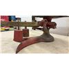 Image 6 : Vintage Fairbanks Cast Iron and Brass Family Scale With Brass Beams and Hanging Weights, Early