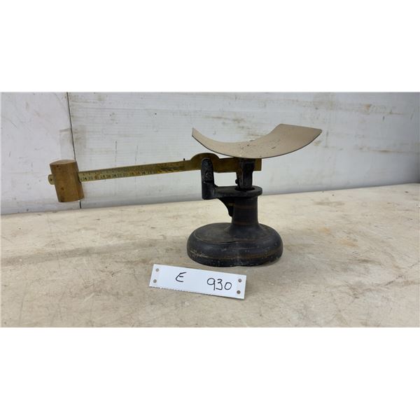 Vintage F.A. Cox Limited Ottawa Counter Balance Scale, Brass Beam 32 Ounce, Cast Iron Base
