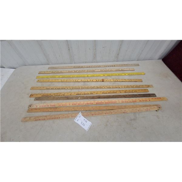 10 Assorted Advertising Yardsticks: Zenith, Kipp Kelly, Edgerton Fuels, Sprague, Revelstoke