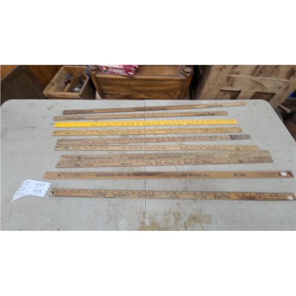 10 Vintage Advertising yardstick Rulers: CO-OP, Dalewood D and P, Sherwin-Williams, Western Paint