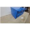 Image 2 : Blue Metal 9-Drawer Small Parts Cabinet with Grommets, Dowel Pins, and Assorted Hardware